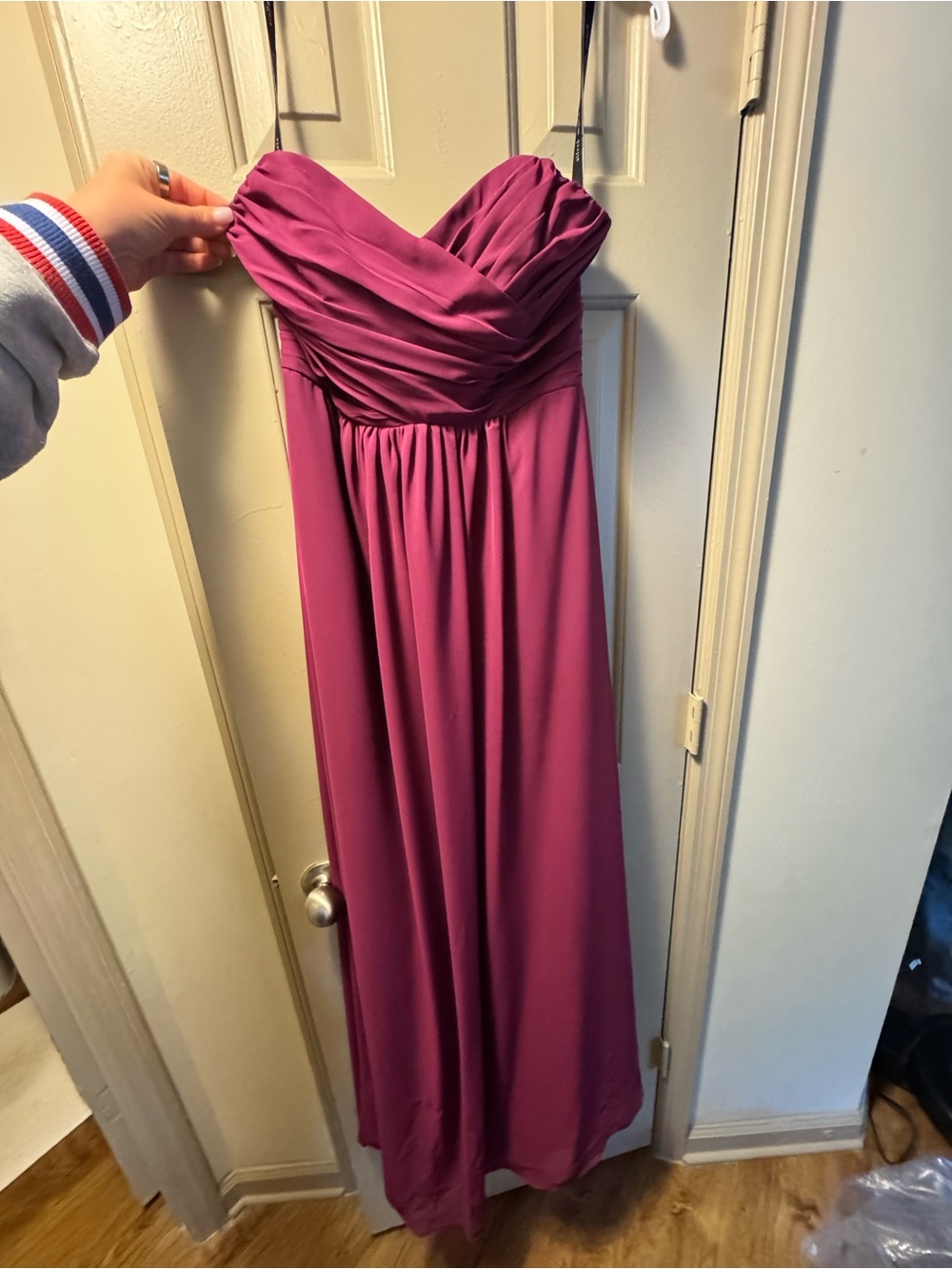 Alfred Angelo Strapless Ruched Maxi Dress - Plum